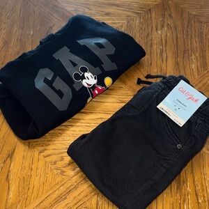 GAP Black Hoodie with Mickey Mouse and Black Denim Pants Set